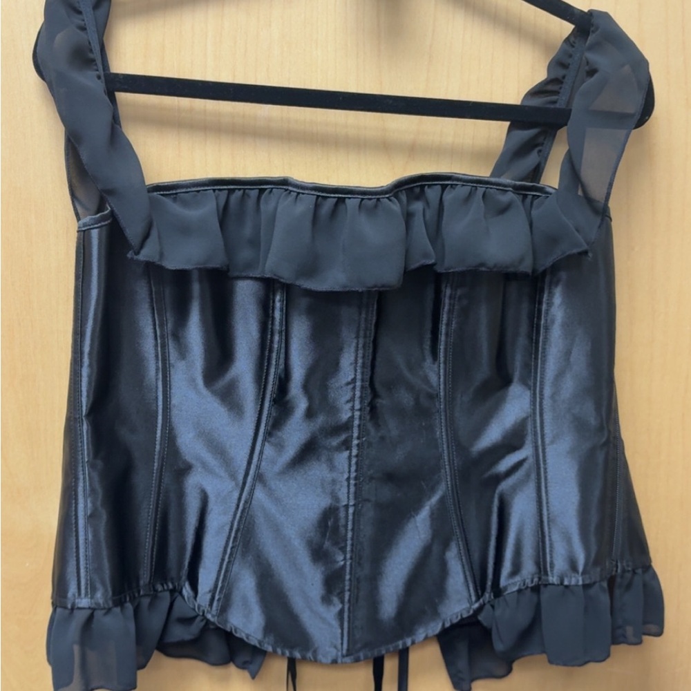 Elegant Black Ruffled Women's Top